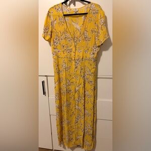 Miss Selfridge Yellow Floral Maxi Dress Size 12